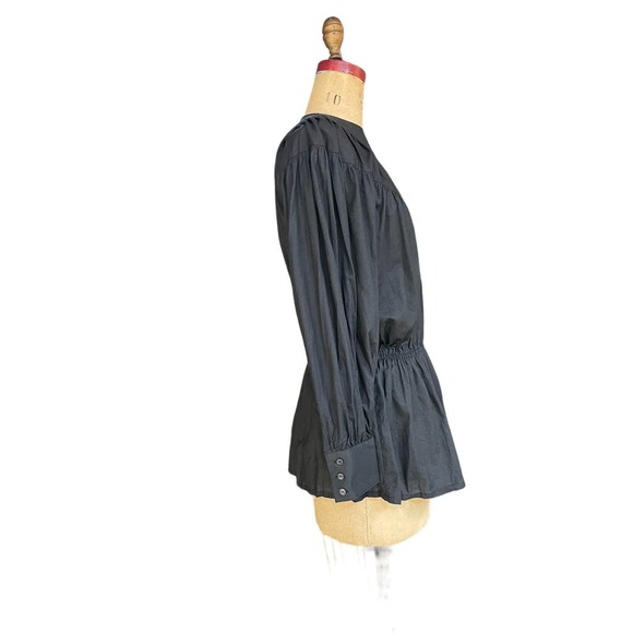 Gerard Martin Womens Blouse Black Tiered Pleated Long Sleeves Crew Neck S NWT - Picture 4 of 8